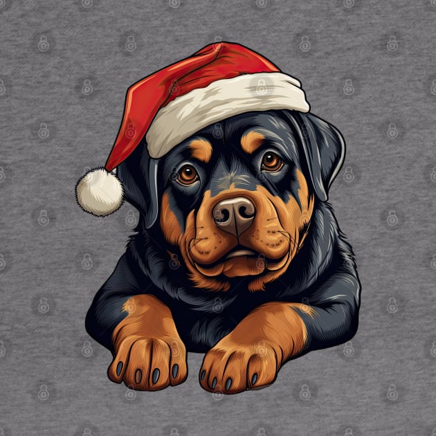 Christmas Peeking Rottweiler Dog by Chromatic Fusion Studio